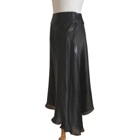 Y2K Dannenberg Castro 100% Silk Asymmetrical Wrap Skirt Sz 0, Vintage - Picture 2 of 8